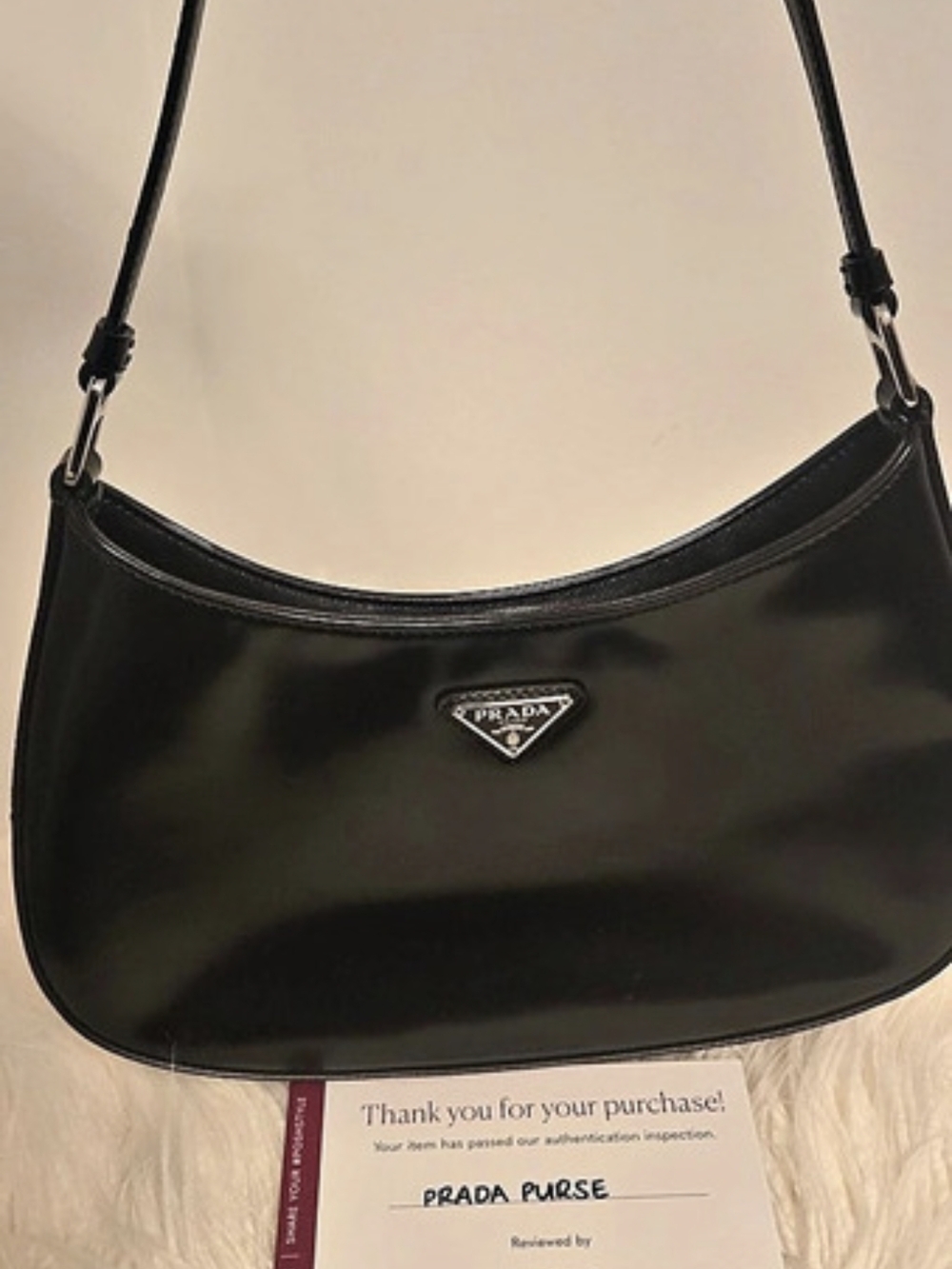 Prada Cleo Brushed Leather Shoulder Bag Black